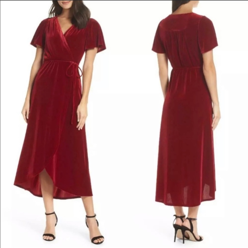 Chelsea28 Nordstrom Velvet Wrap Midi Dress M NWT